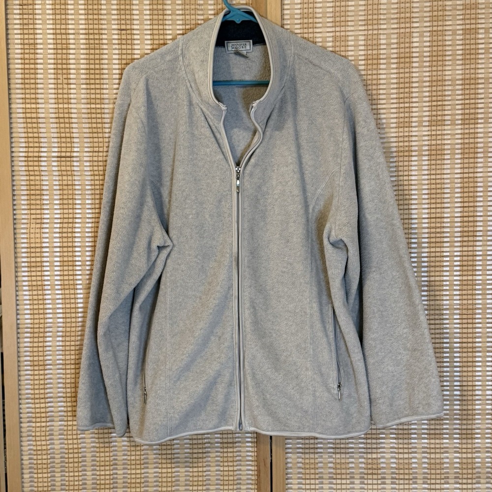 Jennifer Moore Womens XL Jacket Fleece Zip Up Gray Activewear Outdoors Preppy